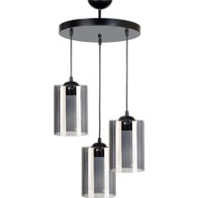 Ömür Avize Modern Füme Camlı Üçlü Avize