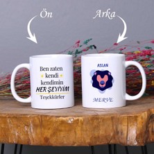 Zoommatik Kişiye Özel Aslan Burcuna Hediye Mottolu Isimli Kupa Bardak