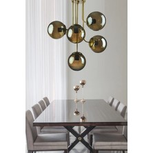 Ömür Avize Vera Modern Tasarım Gold Kasa Füme Globe Camlı Beşli Avize