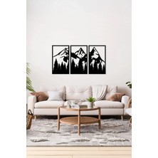 Artavessa 3 Parça Orman Dağlar Temalı Lazer Kesim Mdf Tablo Seti - Model 4