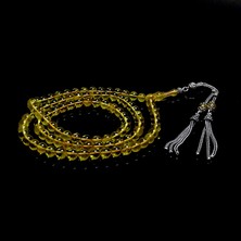 Tesbih Rüyası  Gümüş Tasarımlı Şeffaf Delim 99 Luk Damla Kehribarı Tesb?