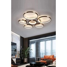 Ömür Avize Kopya - Jüpiter Modern Siyah Kasa ( ( 75 cm ) ) Beyaz Ledli Plofonyer Ledli Avize