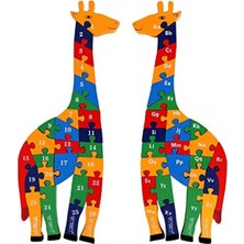 Pasajdanal Hşap Yapboz Zürafa - Alfabe ve Sayılar Yapboz - 41 cm Büyüklüğünde - Harf ve R