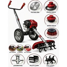 Dragro Benzinli Mini Çapalama Makinesi ve Ot Biçme Tırpan Seti Çift Çapalı Full Set