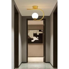 Ömür Avize Alina Modern Gold Kasa Beyaz Kapalı Camlı Tekli Avize