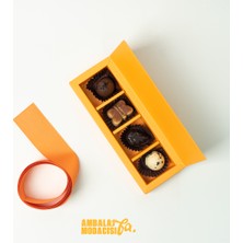 Ambalaj Modacısı Future Box With Bag 4 Gözlü Turuncu Çikolata Kutusu ( 5 Adet )