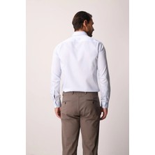 İGS Beyaz Regular Fit Geniş Kalıp Klasik Yaka Düz Uzun Kollu Cepsiz %100 Pamuk Non Iron Ütü Istemeyen Gömlek
