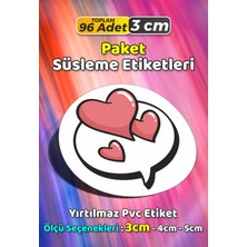 Sb Store Kalp Temalı Ambalaj Hediye Paket Süsleme Etiketi Model 125 - 96 Adet 3cm