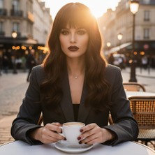 İlk El Grup Dalgalı Kısa Perçemli Fiber Sentetik Peruk - Kumral