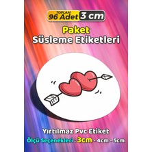 Sb Store Kalp Temalı Ambalaj Hediye Paket Süsleme Etiketi Model 129 - 96 Adet 3cm