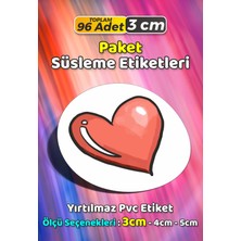 Sb Store Kalp Temalı Ambalaj Hediye Paket Süsleme Etiketi Model 124 - 96 Adet 3cm