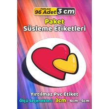 Sb Store Kalp Temalı Ambalaj Hediye Paket Süsleme Etiketi Model 123 - 96 Adet 3cm