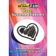 Sb Store Kalp Temalı Ambalaj Hediye Paket Süsleme Etiketi Model 121 - 96 Adet 3cm