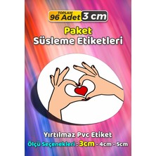 Sb Store Kalp Temalı Ambalaj Hediye Paket Süsleme Etiketi Model 128 - 96 Adet 3cm