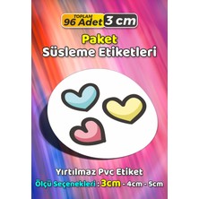 Sb Store Kalp Temalı Ambalaj Hediye Paket Süsleme Etiketi Model 122 - 96 Adet 3cm