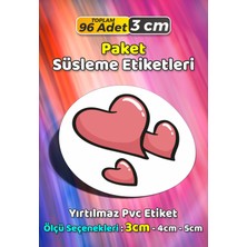 Sb Store Kalp Temalı Ambalaj Hediye Paket Süsleme Etiketi Model 126 - 96 Adet 3cm