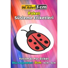 Sb Store Uğur Böceği Temalı Ambalaj Hediye Paket Süsleme Etiketi Model 160 - 96 Adet 3cm