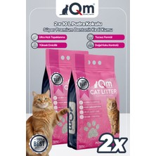 Qm Pudralı Süper Premium Bentonit Kedi Kumu 10 L x 2 Adet