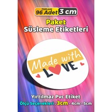 Sb Store Sevgiyle Hazırlandı Made With Love Paket Süsleme Etiketi Model 179 - 96 Adet 3cm