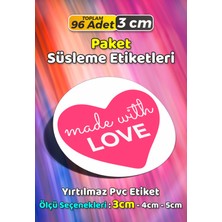 Sb Store Sevgiyle Hazırlandı Made With Love Paket Süsleme Etiketi Model 183 - 96 Adet 3cm