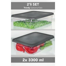 Meleni Home 2'li Trendy Buzdolabı Düzenleyici - Mikrodalga ve Difrize Uygun Organizer Saklama Difriz Kabı 3300ML