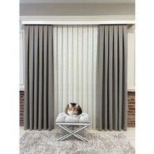 Assina Keten Kumaş Taş Rengi 1/2 Seyrek Pile Kalın Tek Kanat Fon Perde