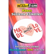 Sb Store Sevgiyle Hazırlandı Made With Love Paket Süsleme Etiketi Model 199 - 96 Adet 3cm