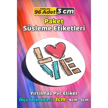 Sb Store Love Aşk Temalı Hediye Paket Süsleme Etiketi Model 135 - 96 Adet 3cm