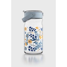 Renga Mono 1800 ml Çiçek Desenli Cam Kavanoz 132067 Mavi