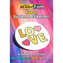 Sb Store Love Aşk Temalı Hediye Paket Süsleme Etiketi Model 133 - 96 Adet 3cm