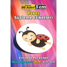 Sb Store Uğur Böceği Temalı Ambalaj Hediye Paket Süsleme Etiketi Model 153 - 96 Adet 3cm