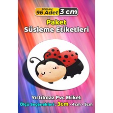 Sb Store Uğur Böceği Temalı Ambalaj Hediye Paket Süsleme Etiketi Model 161 - 96 Adet 3cm