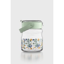 Renga Mono 900 ml Çiçek Desenli Cam Kavanoz 132065 Yeşil