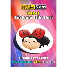 Sb Store Uğur Böceği Temalı Ambalaj Hediye Paket Süsleme Etiketi Model 166 - 96 Adet 3cm