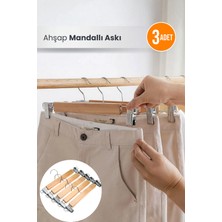 Orvila 3 Adet Ahşap Mandallı Pantolon ve Elbise Askısı
