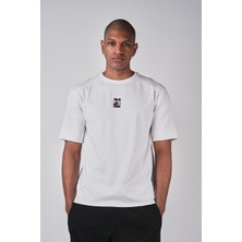 Ex-pent Erkek Dikim Detaylı Regular Kalıp Baskılı Pamuklu Beyaz T-Shirt