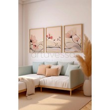Artavessa 3 Parça Gerçek Ham Ahşap Çerçeveli Tablo Seti - Model 24