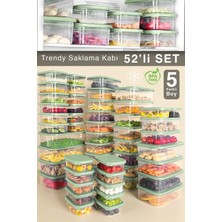 Meleni Home 52'li Dikdörtgen Erzak Saklama Kabı - Mikrodalga ve Difrize Uygun Düzenleyici Organizer Yeşil