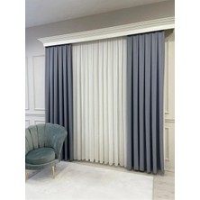 Assina Keten Gri 1/2 Seyrek Pile Kalın Tek Kanat Fon Perde