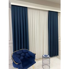 Assina Keten Kumaş Lacivert 1/2.5  Normal Pile Kalın Tek Kanat Fon Perde