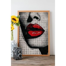 Artavessa Tek Parça Gerçek Ham Ahşap Çerçeveli Popart Mosaic Çizgili Tablo - Model 4