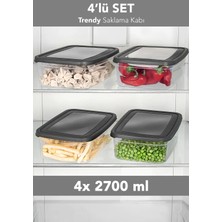 Meleni Home 4'lü Trendy Buzdolabı Düzenleyici - Mikrodalga ve Difrize Uygun Organizer Saklama Difriz Kabı 2700ML