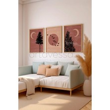 Artavessa 3 Parça Gerçek Ham Ahşap Çerçeveli Tablo Seti - Model 25