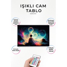 Yanardağ Modern Işıklı Meditasyon ve Kozmik Enerji Tasarımlı Cam Tablo