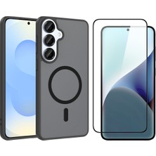 Vendas Samsung Galaxy A56 Kılıf M-Safe Şarj Özellikli Zore Babet Kapak + Cam Ekran Koruyucu