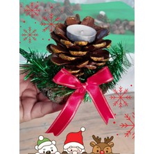 Yılbaşı Çam Kozalağı Mumluk – El Yapımı Dekoratif Tealight Mumluk