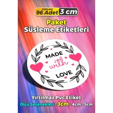 Sb Store Sevgiyle Hazırlandı Made With Love Paket Süsleme Etiketi Model 184 - 96 Adet 3cm