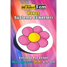 Sb Store Çiçek Temalı Ambalaj Hediye Paket Süsleme Etiketi Model 145 - 96 Adet 3cm