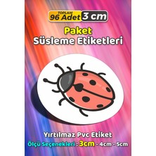 Sb Store Uğur Böceği Temalı Ambalaj Hediye Paket Süsleme Etiketi Model 150 - 96 Adet 3cm