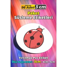 Sb Store Uğur Böceği Temalı Ambalaj Hediye Paket Süsleme Etiketi Model 151 - 96 Adet 3cm
